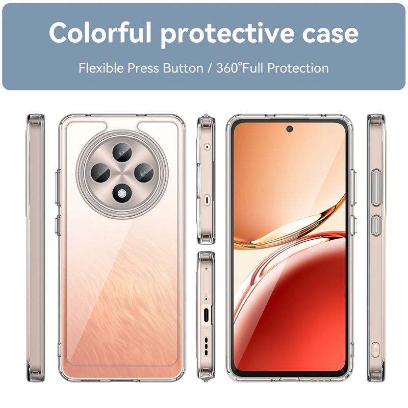 Per Reno 12F custodia Cover OPPO Reno 12F Reno12 F Capas nuovo paraurti posteriore trasparente multicolore per Fundas OPPO Reno 12F Cover