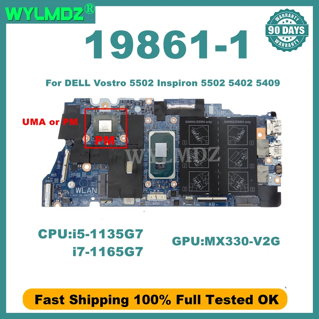 19861-1 Mainboard For DELL Vostro 5502 Inspiron 5502 5402 5409 Laptop  Motherboard with I7-1165G7 CPU MX330-V2G GPU - AliExpress 7