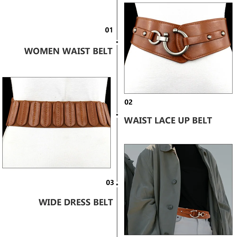 

Chic Pu For Women Lightweight Durable Sweater Lace Accessories Elastic Waistband Dress Wide Waistband Women Wide