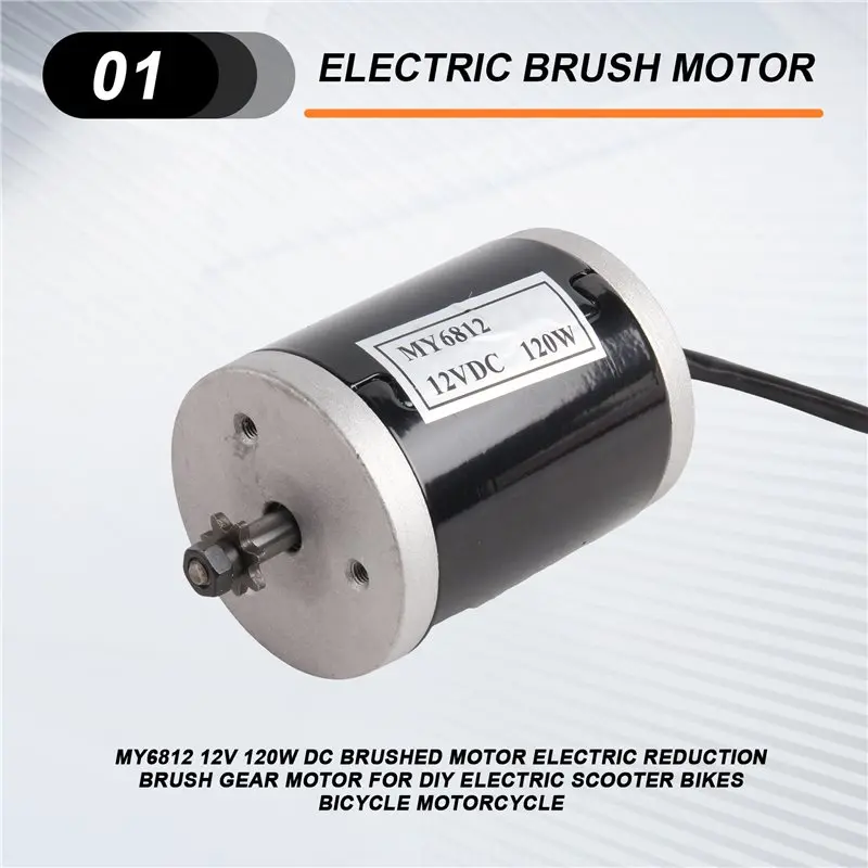 A13F-MY6812 12V 120W DC Brushed Motor Electric Reduction Brush Gear Motor For DIY Electric Scooter Bikes Bicycle Motorcycle