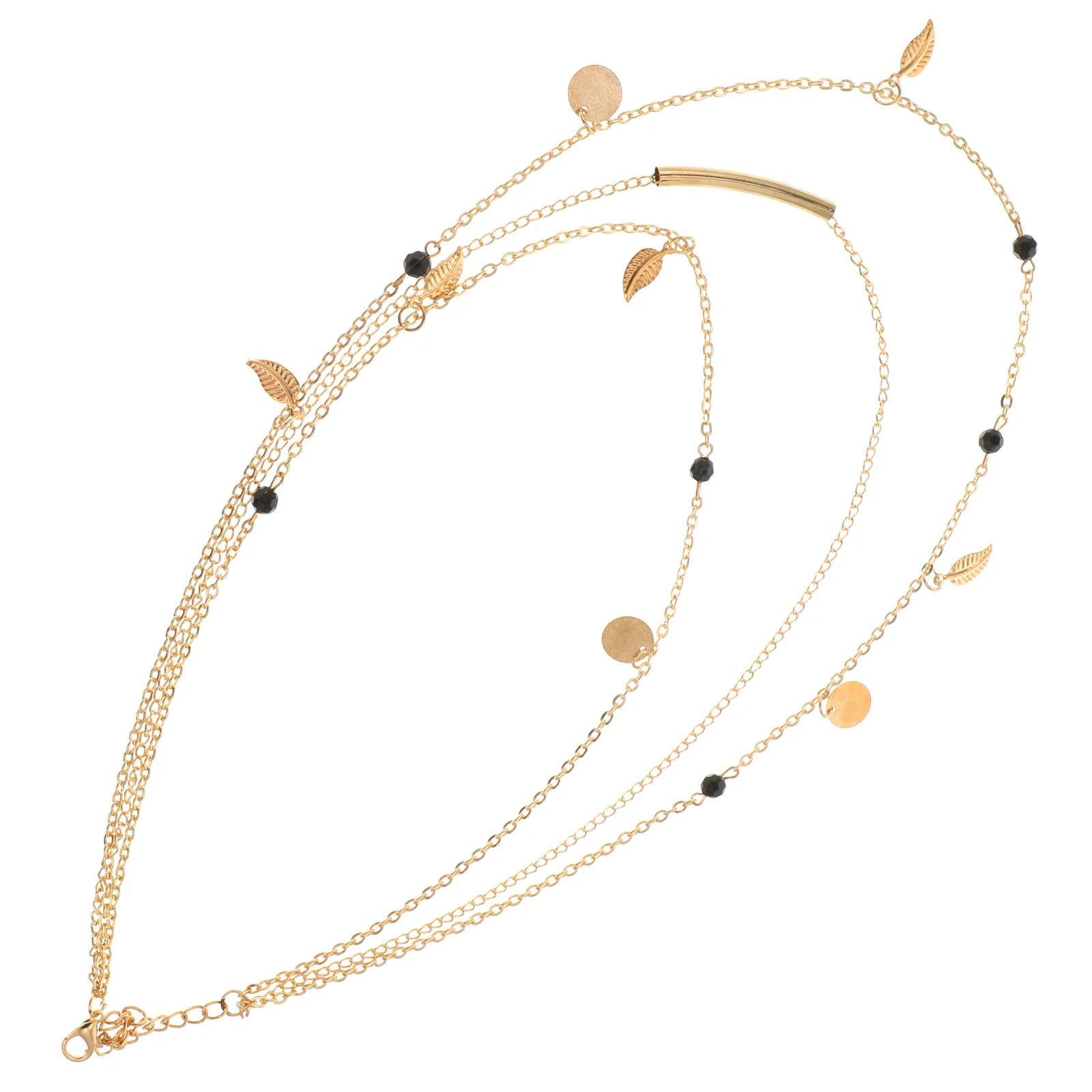 الخرز الأسود سبيكة ليف قلادة متعدد الطبقات سلسلة الأزياء قلادة الفتيات حساسة قلادة المرأة قلادة الخرز العصرية #3