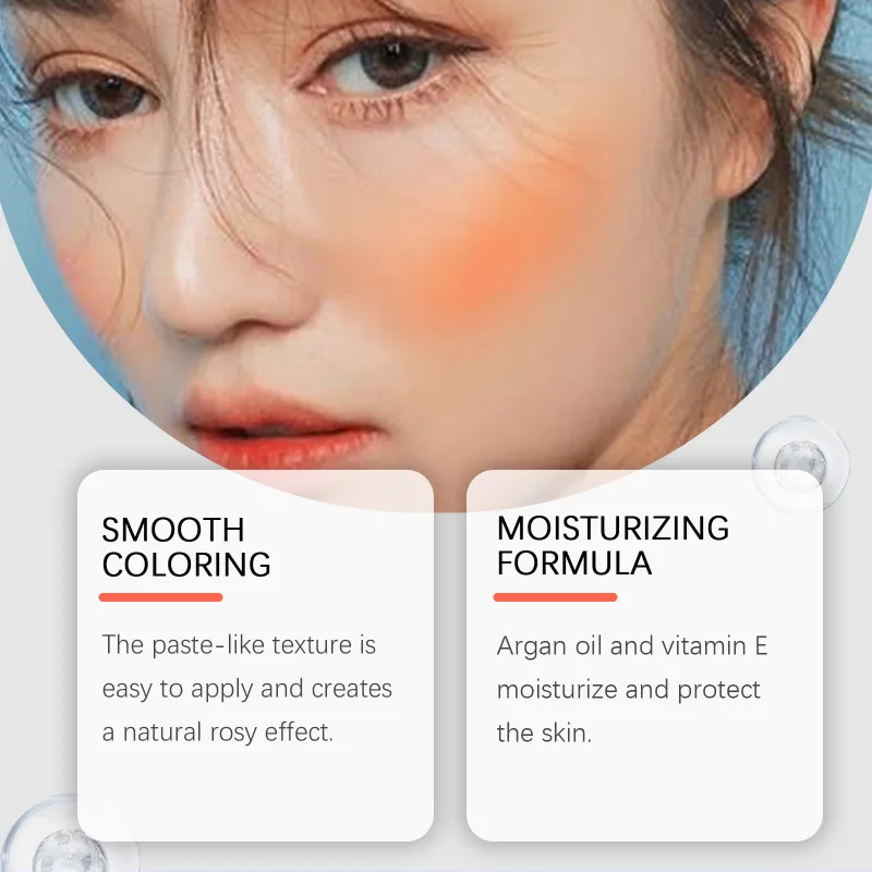 Blush hydratant pour le visage à haute pigmentation, poudre rouge naturelle, nourrissante, imperméable, lisse, orange, visage, joue, maquillage, cosmétiques, 256