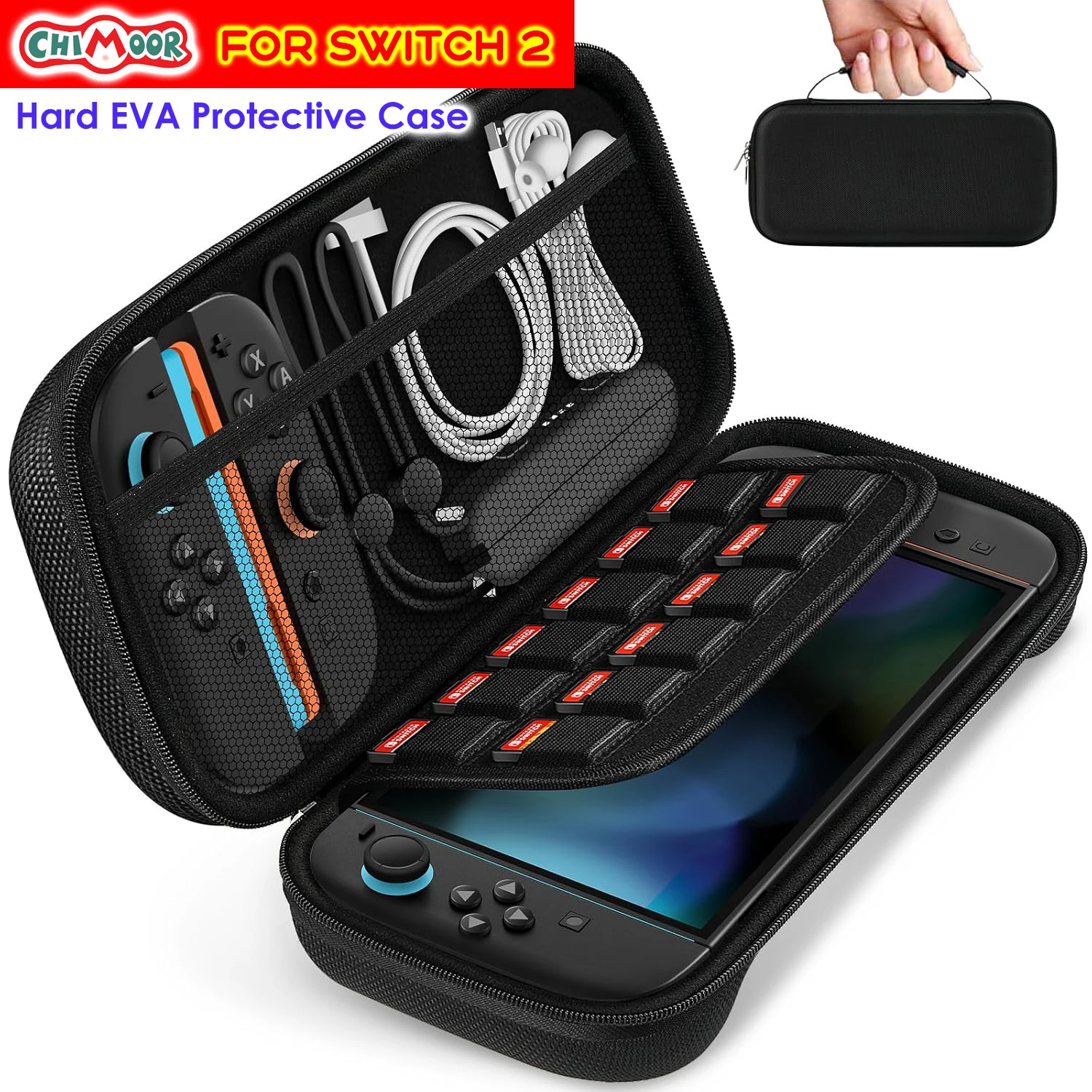 Premium Hard Shell Carrying Case for Switch 2 (2025), Compact Travel Bag with Interior Pockets for Console, Joy-Cons Accessories