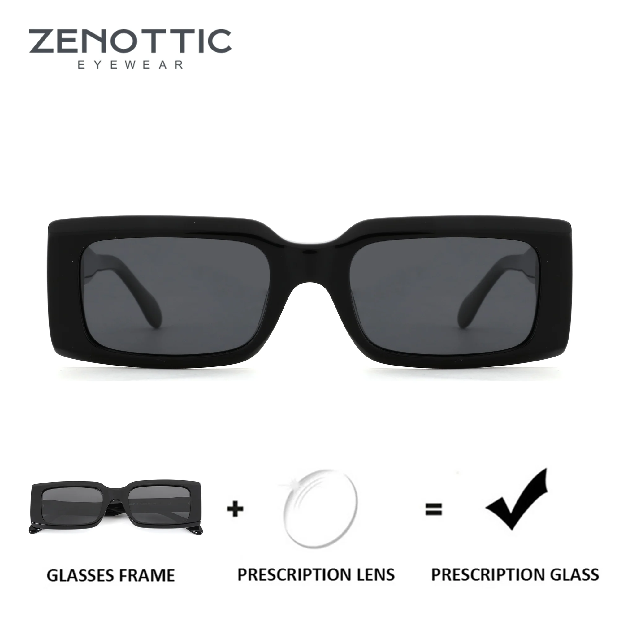 

ZENOTTIC (размер M) прямоугольные поляризационные солнцезащитные очки по рецепту UV400 для мужчин, ацетатные прогрессивные оптические солнцезащитные очки ручной работы