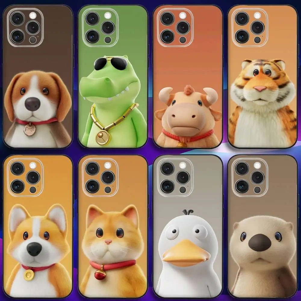 

P-Party Animals Game Phone Case For iPhone 16e,16,15,14,13,12,11,Pro,X,XS,Max,XR,Plus,Mini Soft Black Cover