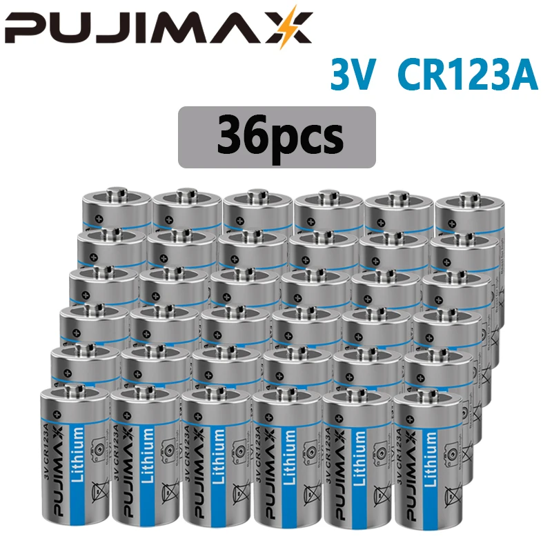 PUJIMAX 36/24/24-cell 3V CR123A Lithium Battery Single-Use Battery, With Stable Voltage and High Performance. Suitable for Remote Controls, Cameras, Flashlights, Distance Meters, and Flashlights. This Is a Non-Rechargeable Battery. Do Not Charge It.