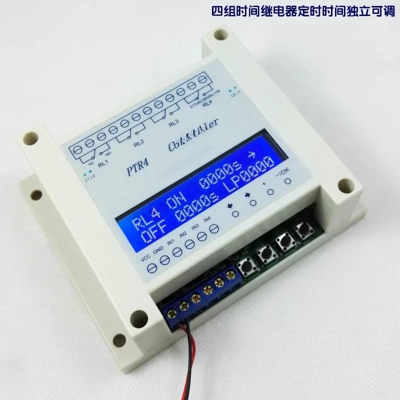 Voltage Signal Trigger Delay Rotary Switch PTR4-IND, Four-Way Timer Relay Independent Timing Cycle
