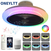 Graffiti RGB ceiling fan light dimmable LED color changing silent fan light enclosed with Bluetooth bedroom fan lighting fixture