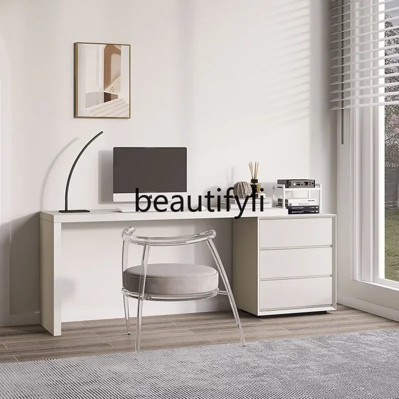 

A26 Italian minimalist paint desk dresser integrated chest retractable dressing table