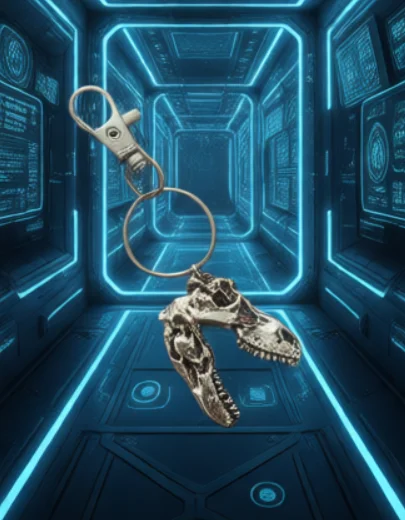 Dinosaur Skull Keychain Tyrannosaurus Rex Cyberpunk Goth Animal Teeth Skeleton Cranium Gothic Jewelry