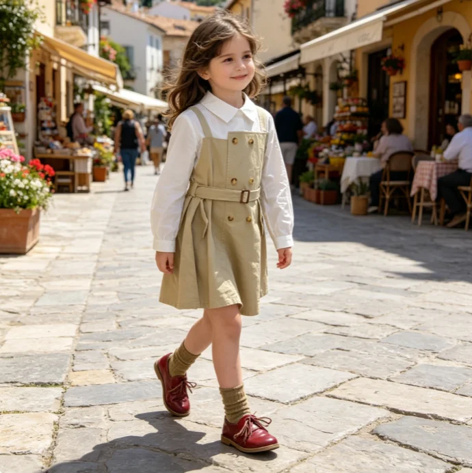 Girls' Dress 2026 Spring and Autumn New Children's Clothing Korean Style Girls Baby Foreign Style Splicing Shirt Dress