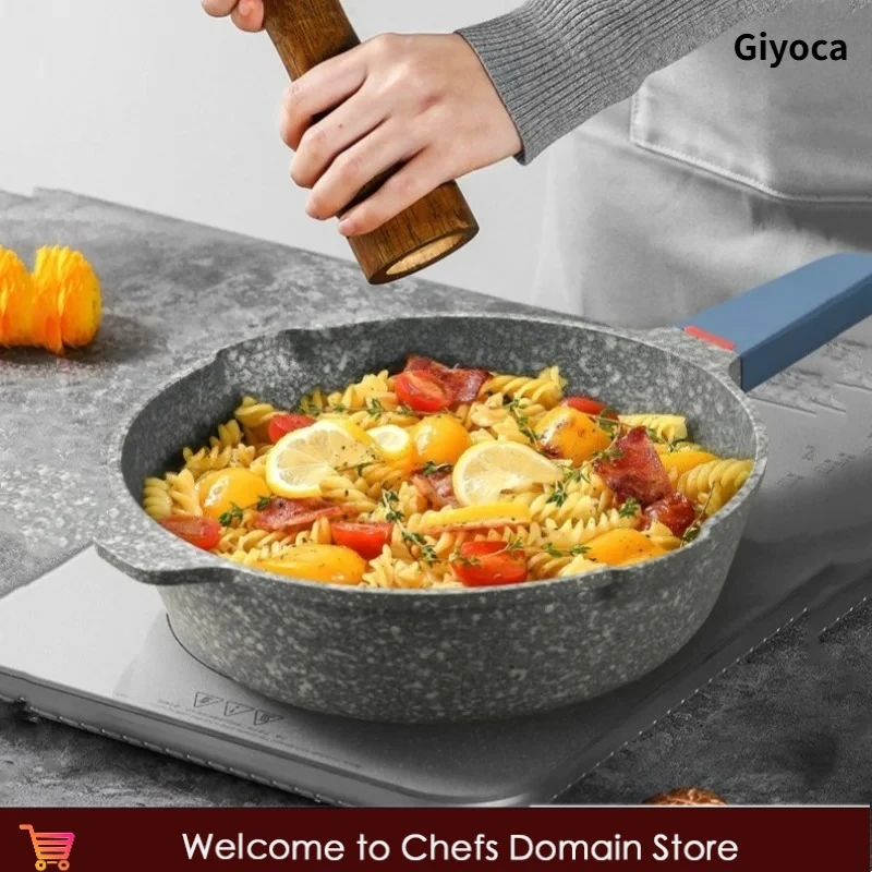 

Giyoca Non-stick Frying Pan Volcanic Rock Medical Stone Wok with Anti-scald Handle Kitchen Cooking Pot Omelette Pan Cookware