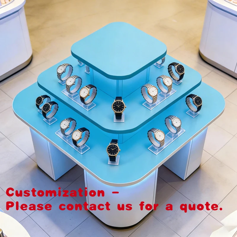 

Customize.High End Solid Wood 3 Layer Watch Display Rack with Warm LED Lighting Store