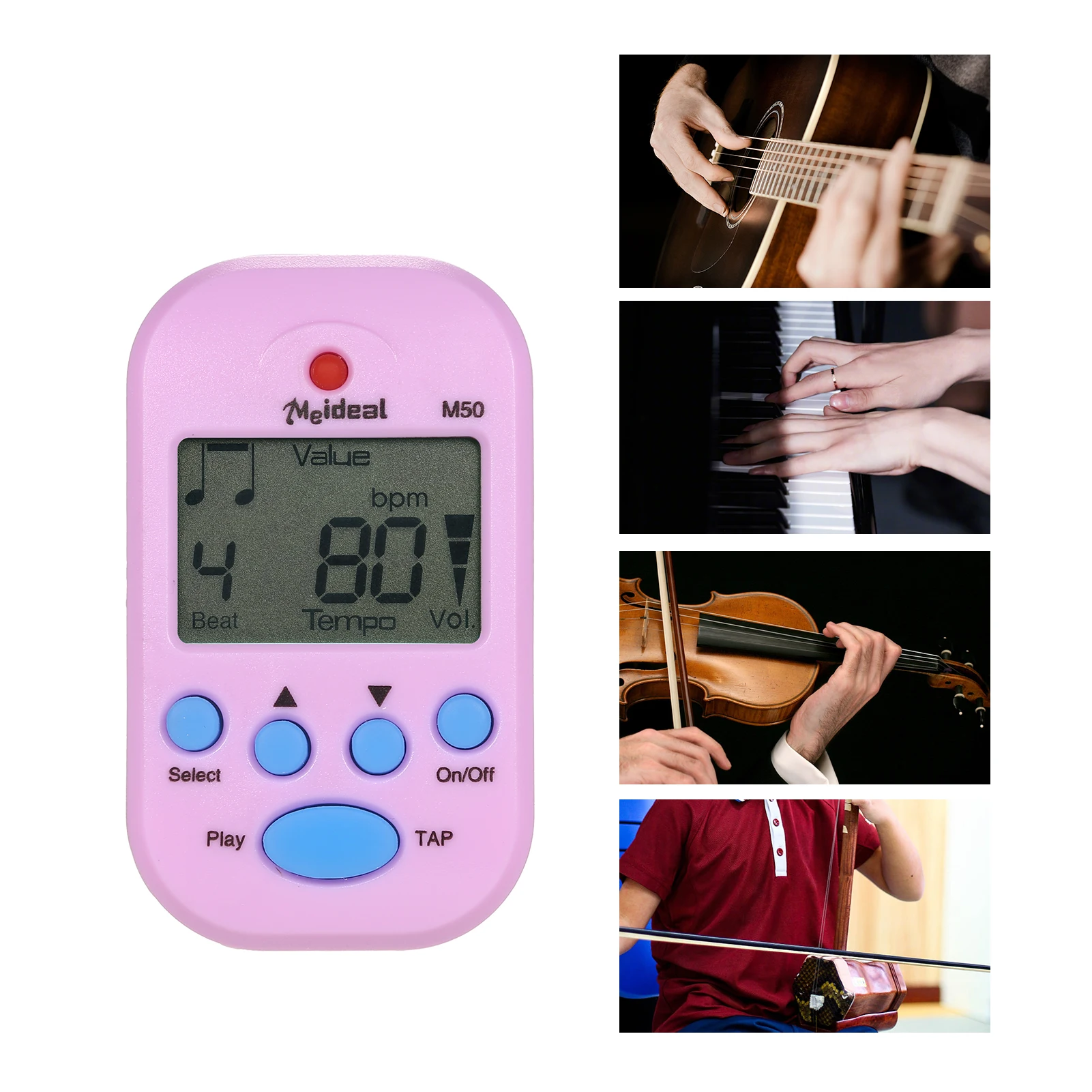 Digital Metronome M50 Tempo Mini Metronome Clip-On Electronic Metronome Pocket Metronome Suitable for Guitar Piano Violin Drums