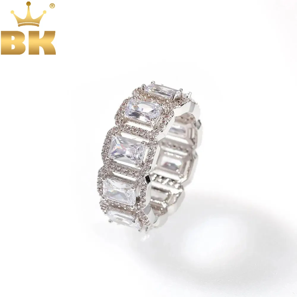 TBTK Fashion 9MM Hollow In The Middle Ring  Jewelry New Trendy Cubic Zirconia Cooper Rapper Ring Dropshipping