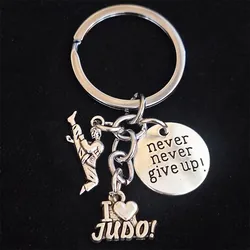 Unique Keychain I Love Judo Keyring Never Give Up Girl Pendant Women Man Jewelry Accessories Gift