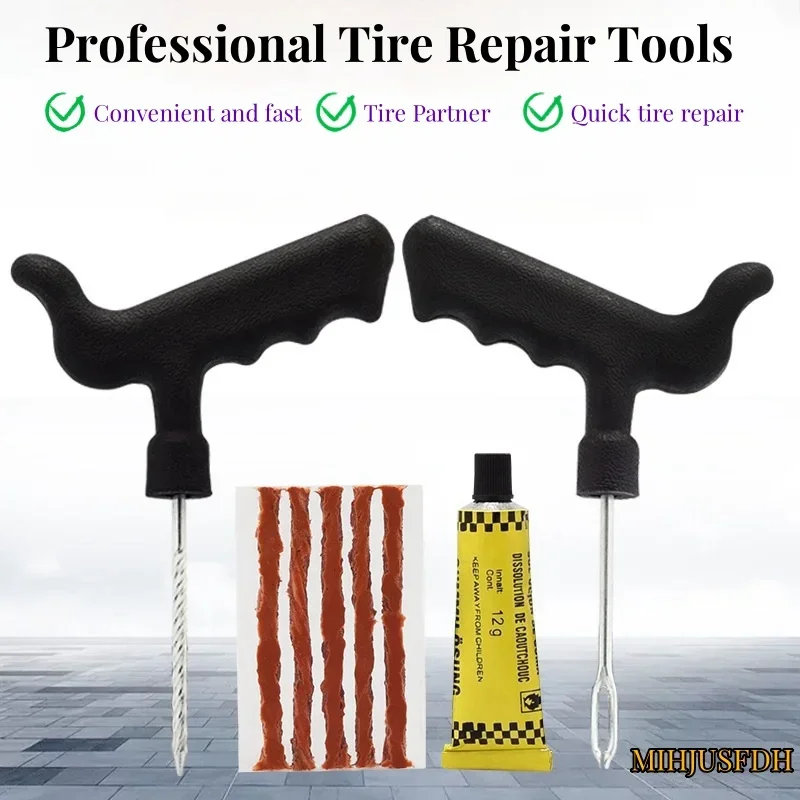 

Car Tire Repair Tools Kit with Rubber Strips Tubeless Tyre Puncture Studding Plug Set for Truck Motorcycle أدوات إصلاح الإطارات