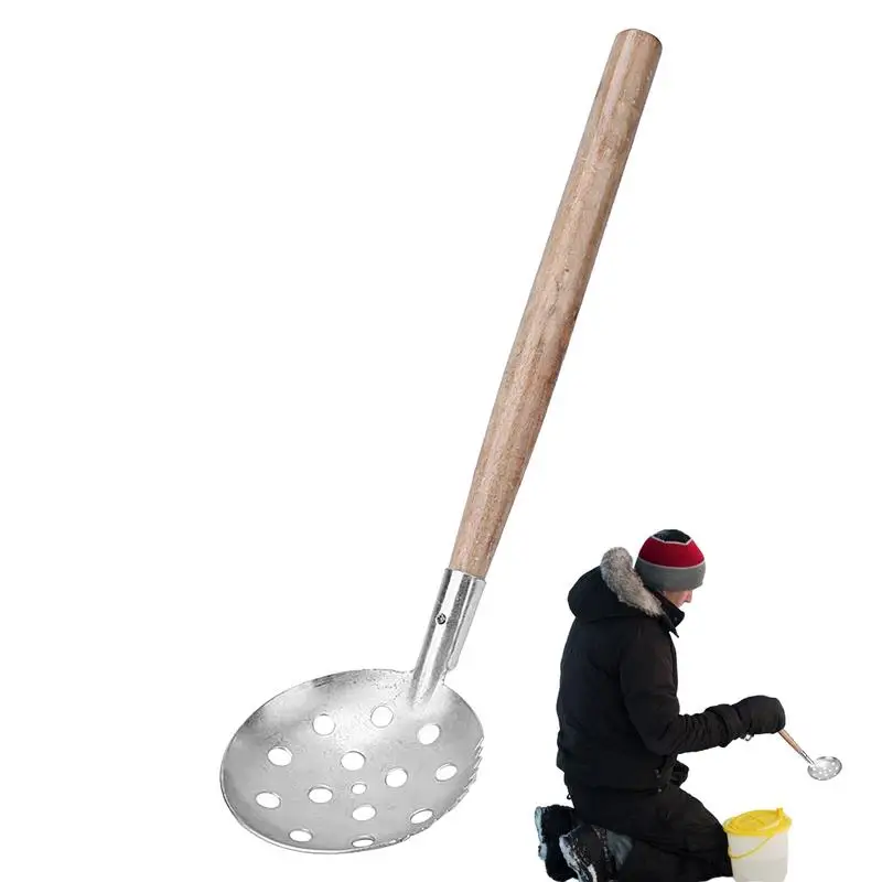 Ice Fishing Scoop Skimmer Ice Scooper Skimmer Ladle With Wooden Handle Ice Fishing Ice Spearing Equipment Ice Fishing Slush