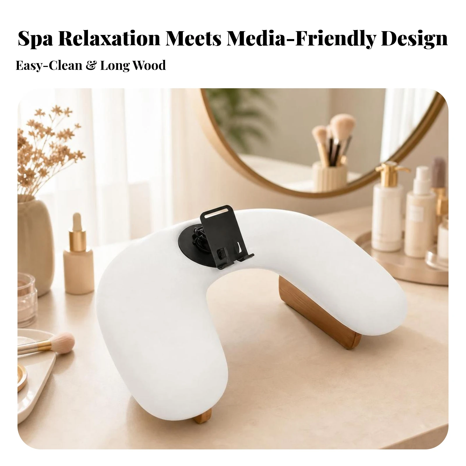 Manicure Hand Rest with Phone Holder Adjustable Nail Armrest with Phone Stand U-Shaped Manicure Hand Rest Handswithout Non-Slip