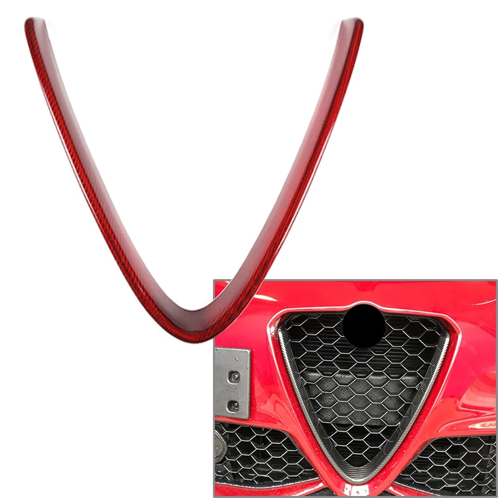 

Red Carbon Fiber Car Front Bumper Air Grille Decorative Trim For Alfa Romeo Giulia 2017 2018 2019 2020