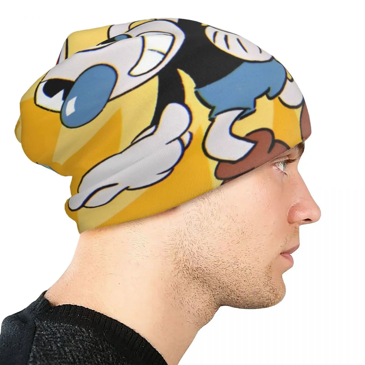 Cuphead Cuphead & Mugman Skullies Beanies Hat Great Retro Game Goth للجنسين قبعة تزلج دافئة ذات الاستخدام المزدوج قبعة بونيه #4