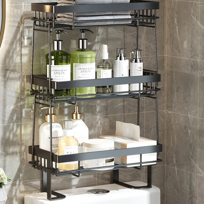 Cleaning agent toilet paper storage rack can be placed next to the sink and sink above the intelligent toilet rack in the bathro