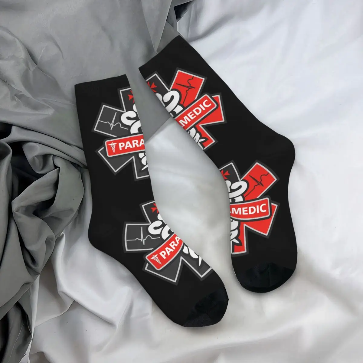 Fashion Men Socks Hip Hop EMT Star Of Life Paramedic Sock Paramedic Medic Ambulance Sport Stockings Spring Summer Autumn Winter