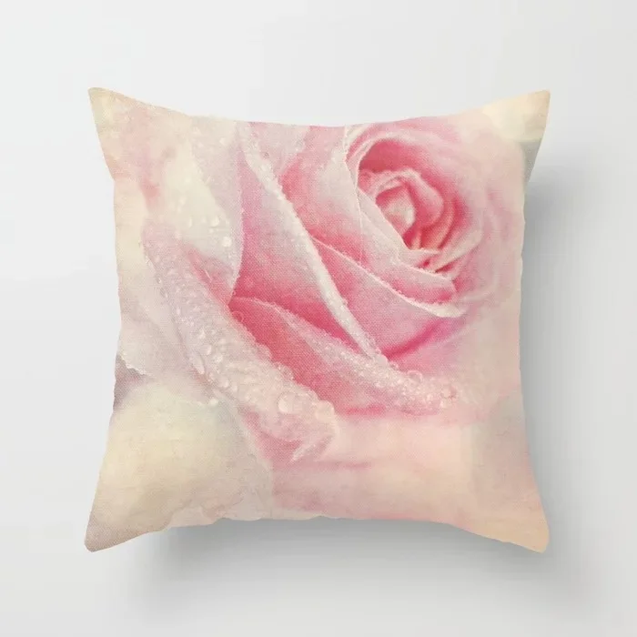 American Style Red Pink Roses Floral Pillowcase Pure Flowers Print Cushions Cover Modern Fashion Sofa Decorative Throw Pillows