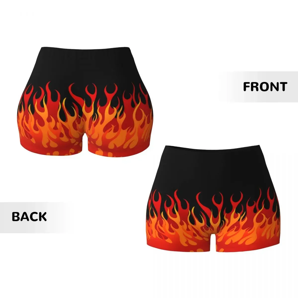 Custom Hot Fire Red Flames Gym Volleyball Biker Shorts Women Vintage Aesthetic Pop Art Workout Yoga Shorts