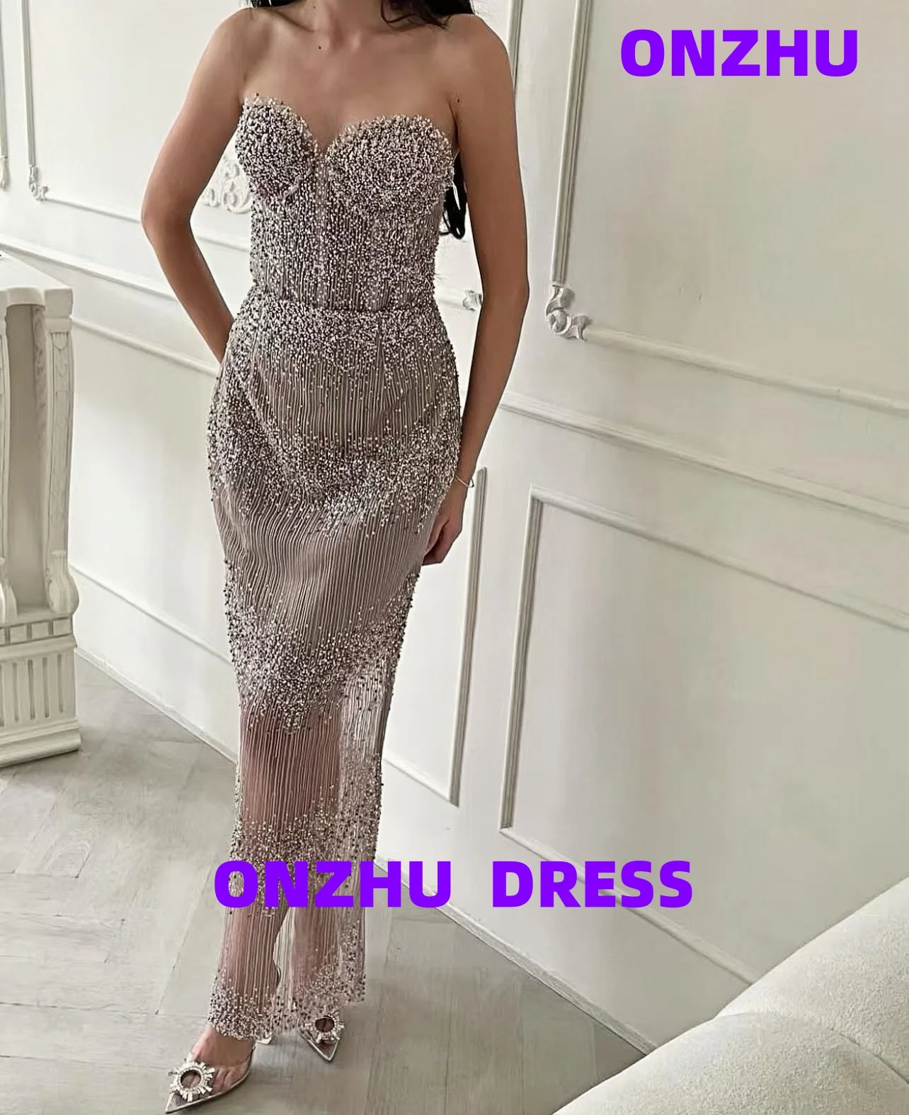 

Customized sweet collar sleeveless slit mermaid sexy amanda 's novias luxurious evening dresses women evening dress