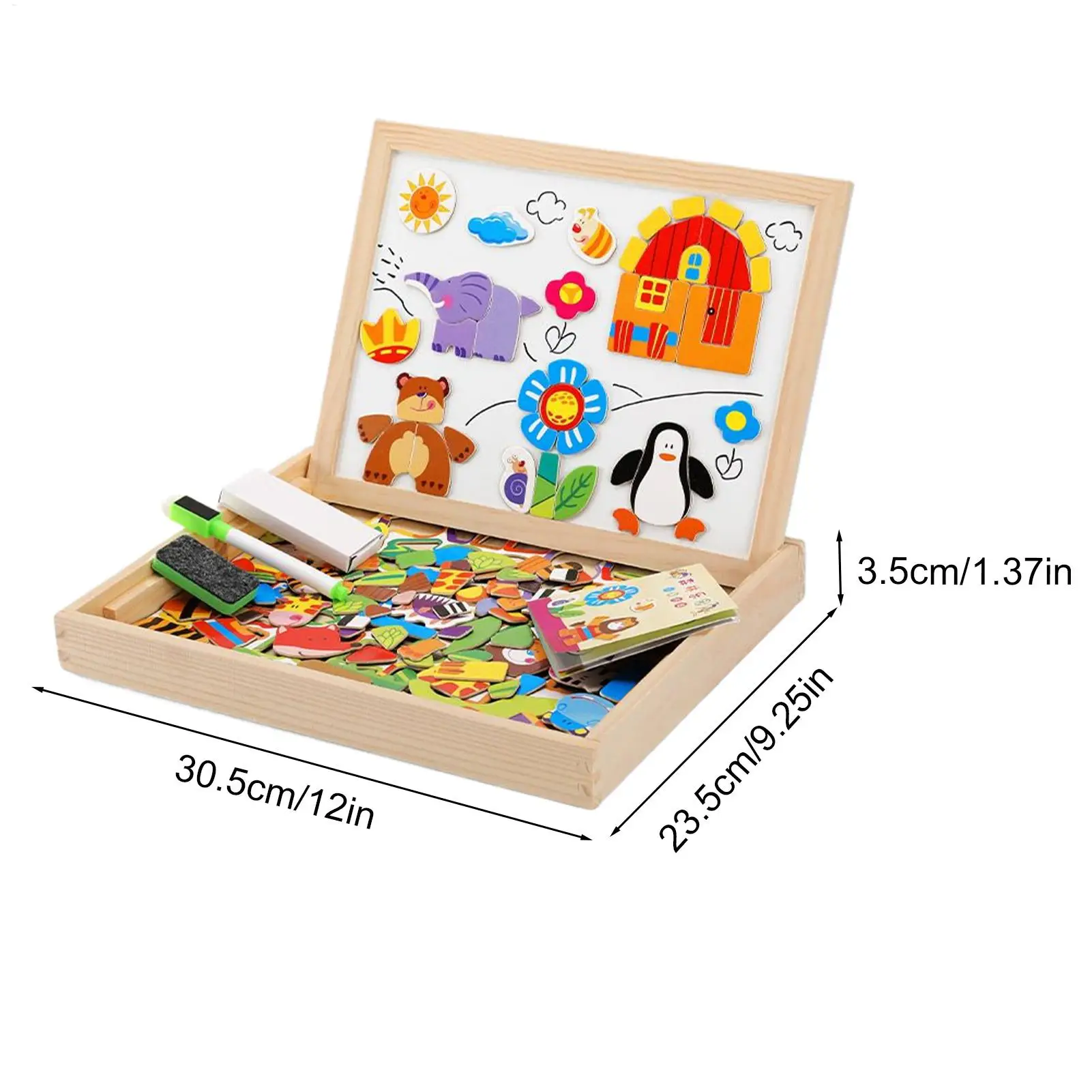 Kids Magnetic Board Wooden Kids Board Educational Toy Drawing Game For Learning Tool Preschool Classroom School Boys Baby