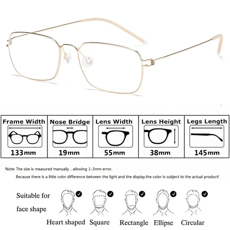 Denmark Screwless Titanium Square Glasses Frame Men Ultralight Thin Rim Eyeglasses Women Ultralight Spectacles Eyewear JIMMY