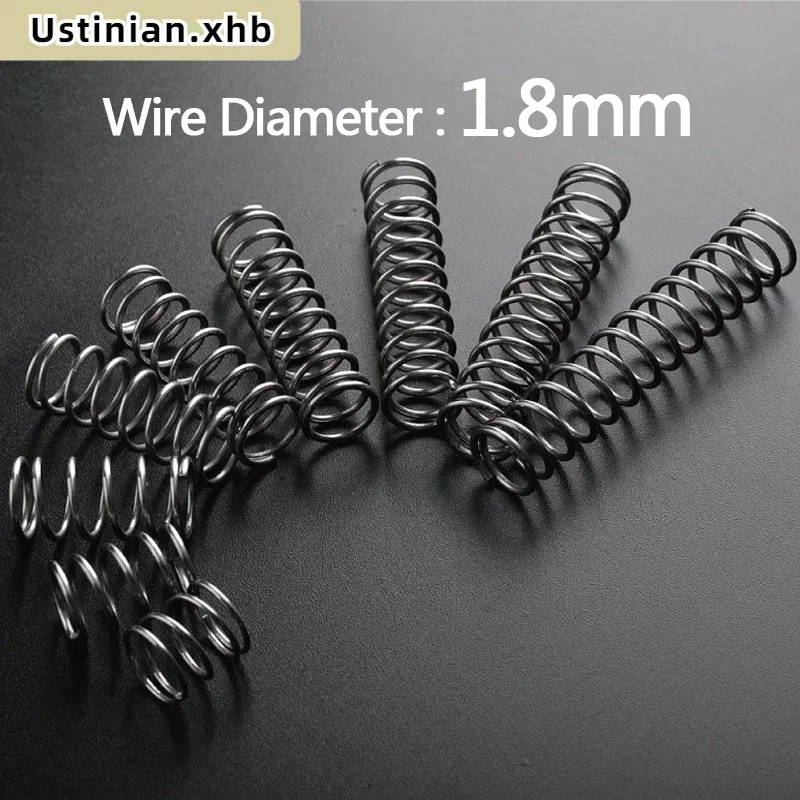 10Pcs 1.8mm 65Mn Spring Steel Return Compression Spring, OD: 10/12/14/15/16/18mm, Length: 15mm-100mm Support Customization