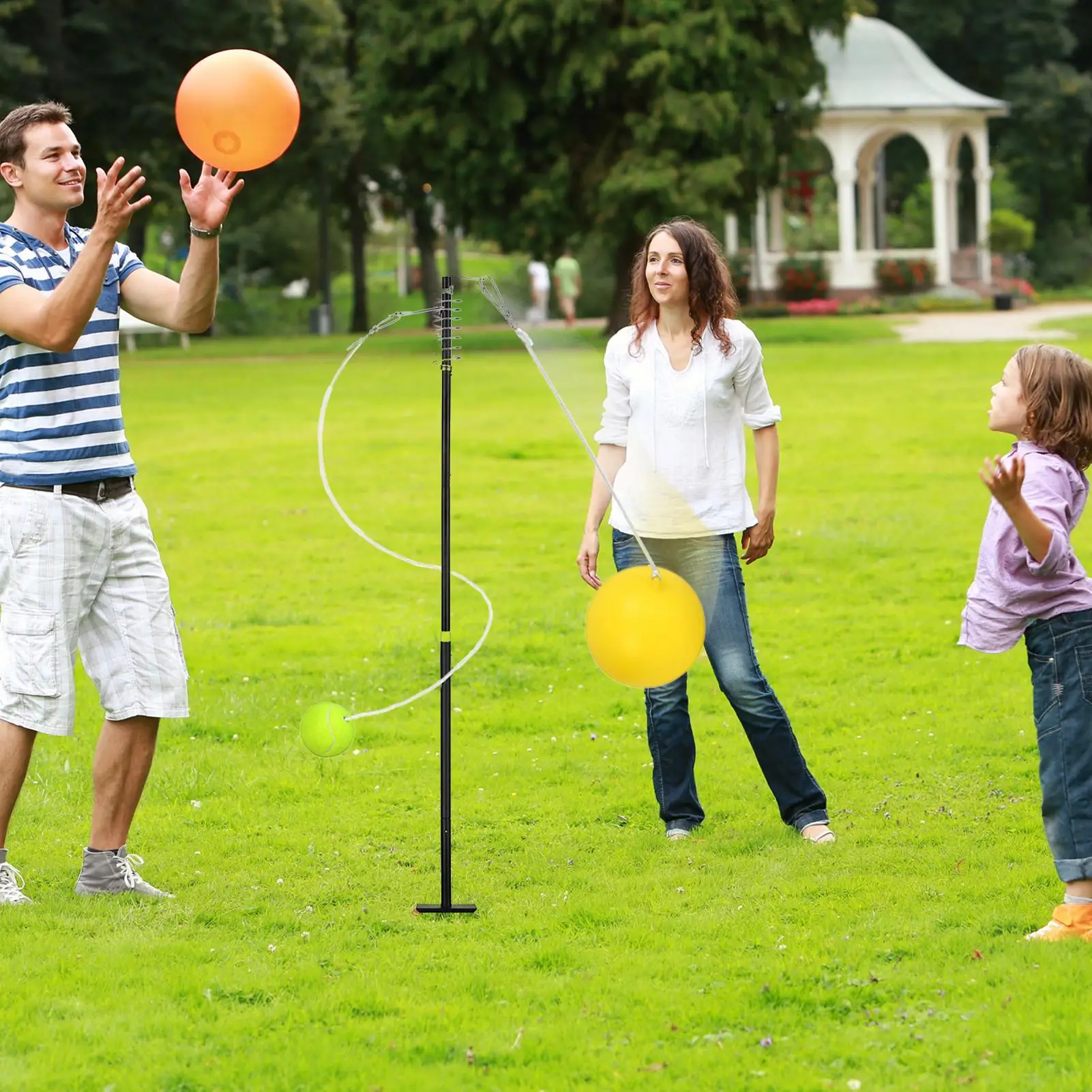 ชุดเทเธอร์บอลเทนนิส กิจกรรมสร้างความสัมพันธ์ในครอบครัว กีฬาอินเทอร์แอคทีฟ ชุดฝึกเทเธอร์บอลเทนนิส สำหรับสนามหญ้า สวนหย่อม ลานบ้าน โรงเรียน ชายหาด วันหยุดพักผ่อน