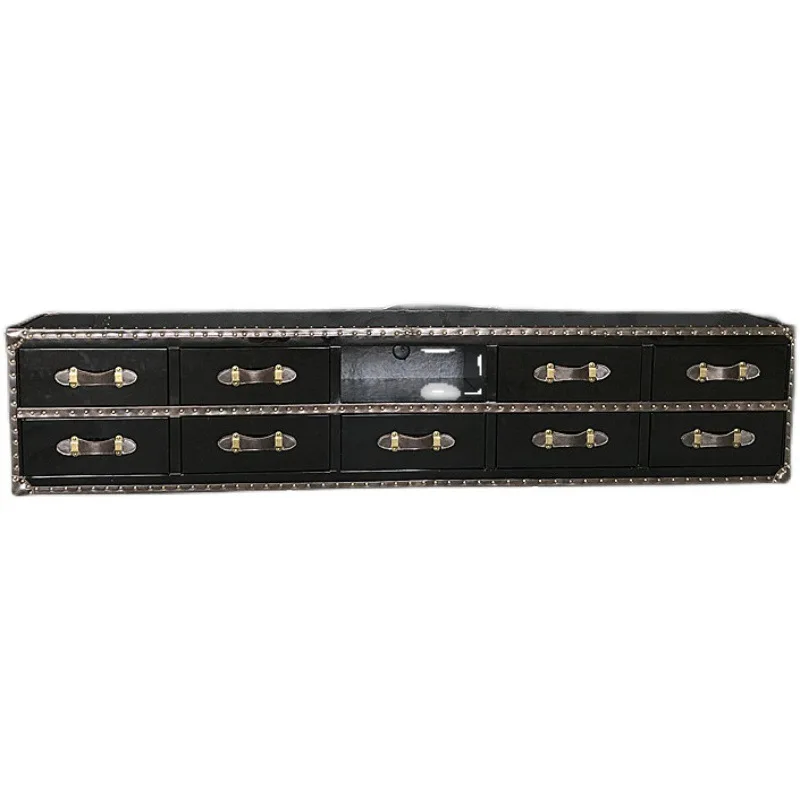

TV cabinet combination living room black aluminum leather personalized low cabinet floor cabinet