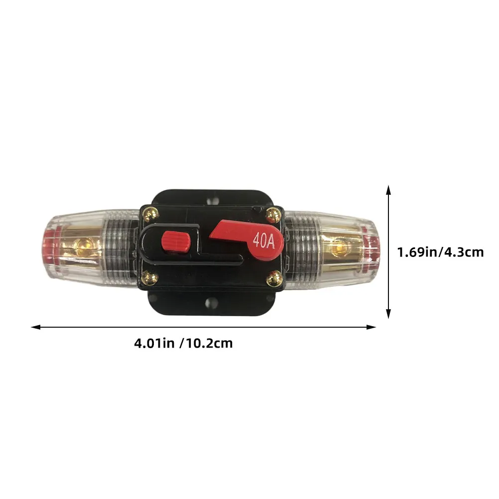 40A Waterproof Circuit Breaker Reset Fuse Car Audio Protection Panel Mount Kill Switch Inline Inverter Reset Fuseholder