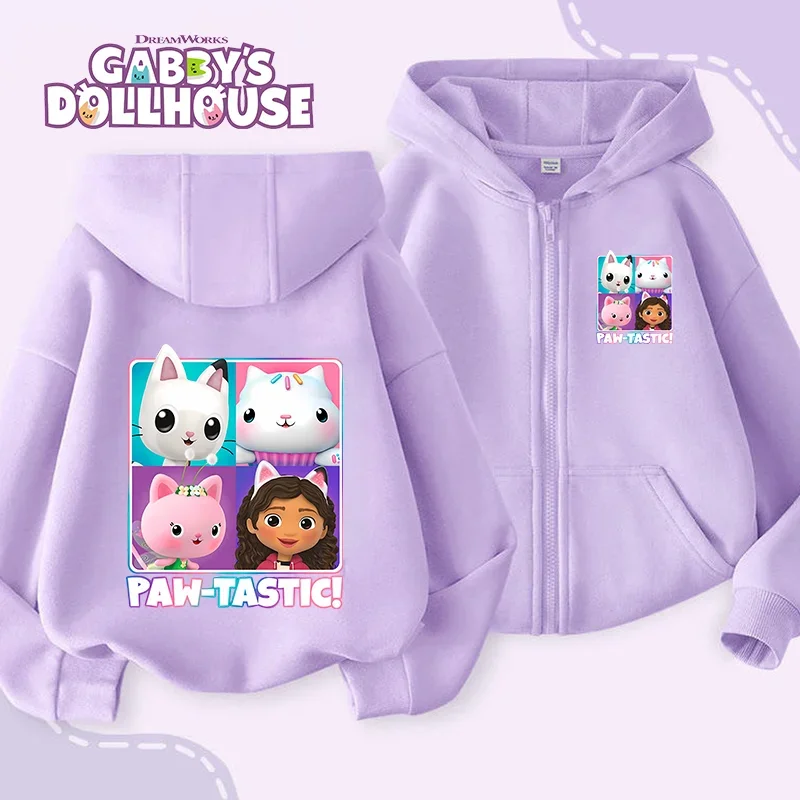 

Кардиган для кукольного домика Габби, милое пальто с героями мультфильмов в стиле аниме для девочек, весенне-осенняя тонкая модная повседневная толстовка с капюшоном в стиле Харадзюку, детский подарок