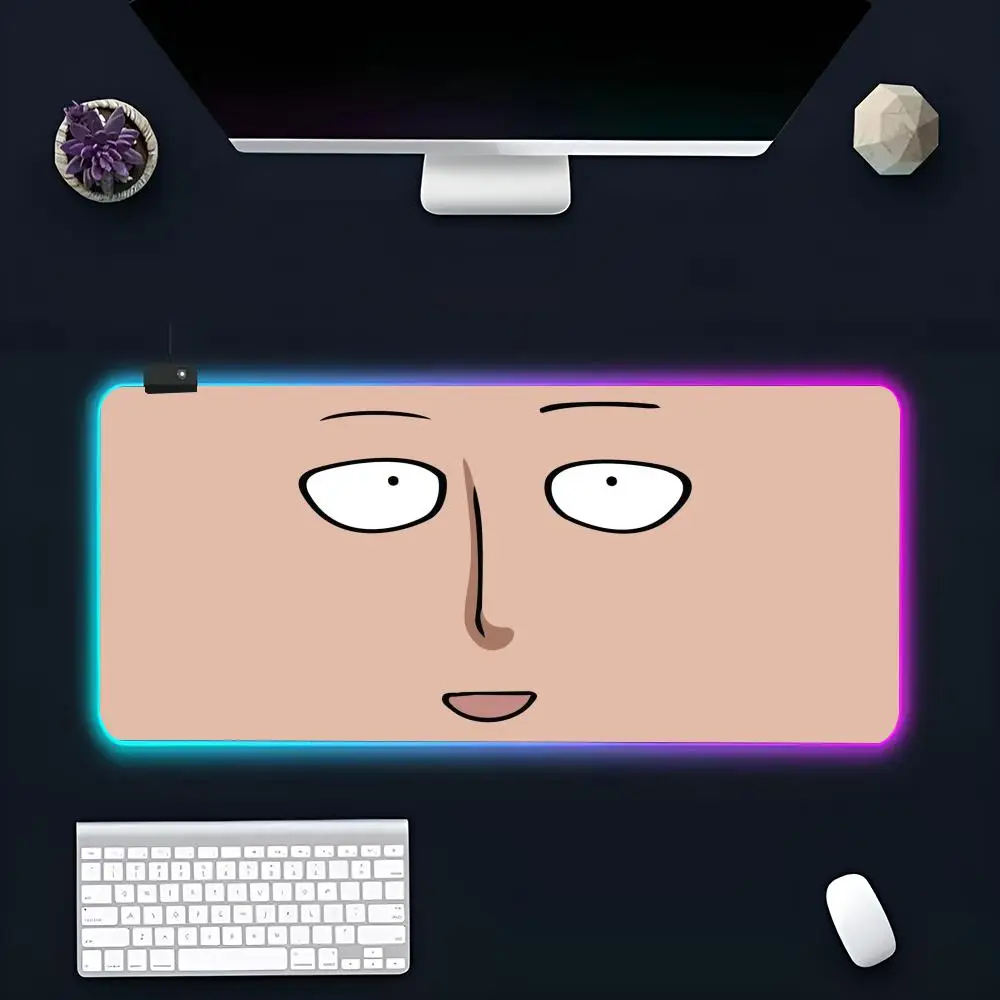 ONE PUNCH-MAN Saitama     Mouse Pad Large RGB Mouse Pad XXL LED Mouse Mat Japan Mousepads Table Pads Keyboard Mats Desk Rug With