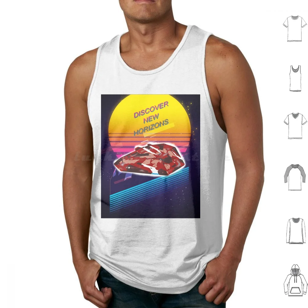 Discover New Horizons Tank Tops Print Cotton Elite Dangerous Elite Dangerous Stars Space Scifi Horizon Retro Discover