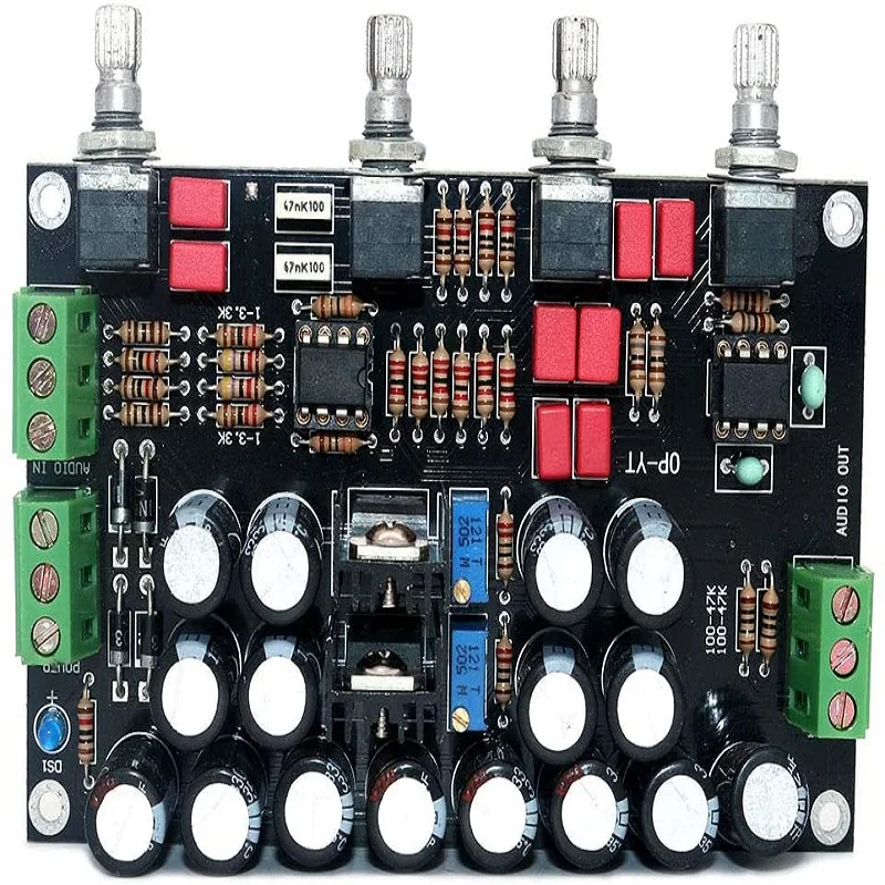 DollaTek HiFi Amplificador Audio OPA2604+AD827 OPAMP 5532 LM337 LM317 Preamp Pre-Amplifier Volume Tone Control Board