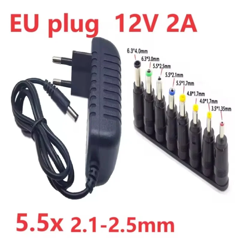 

5v 9v 12v USB cable US AU UK EU Power Plug 5.5x2.1mm 8Pcs AC DC Jack Plug Adapter connector Converter Cable For Laptop etc