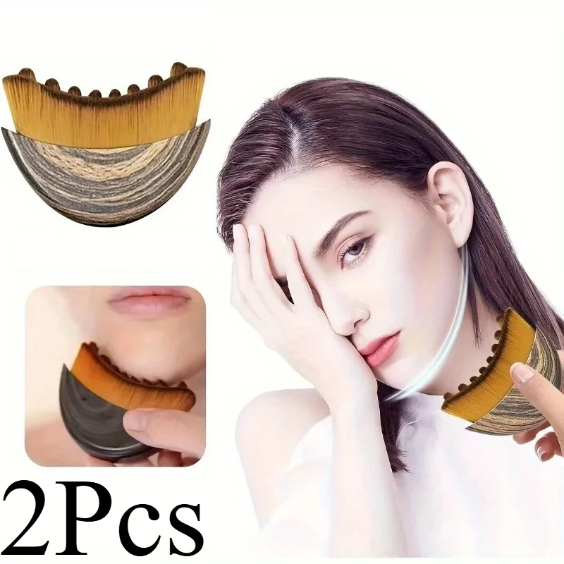 2Pcs Contour Makeup Brush For Face & Body, Ergonomic Makeup Tool, Fits Skin Contours