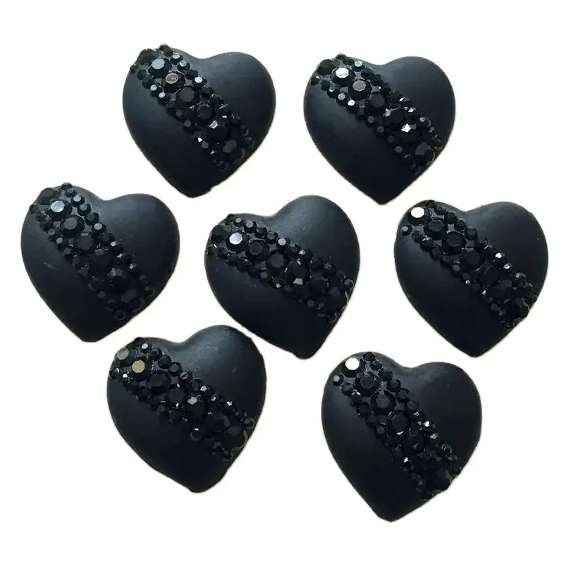 20pcs  20mm DIY black heart-shaped resin rhinestones wedding accessories scrapbook gift resin drill-A238