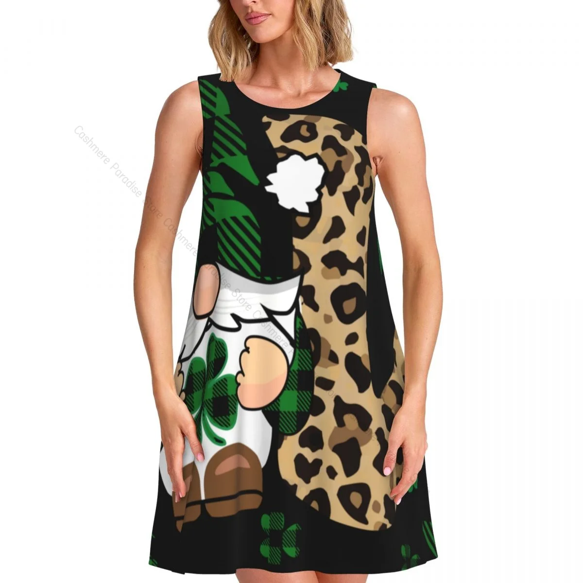 Robes d'été pour femmes, t-shirt de plage, sans manches, Lucky Love Gnome, saint-Patrick, décontracté, ample, débardeur, 2025