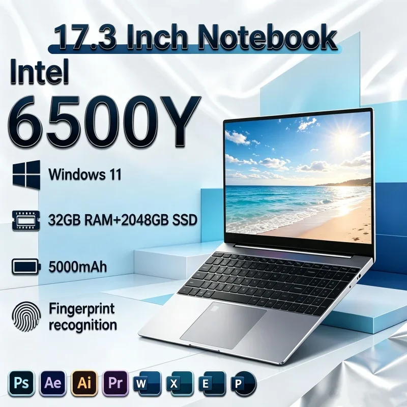 New 17.3" Laptop Intel Core 6500Y 32GB RAM 2TB SSD Fingerprint Recognition Tidy Notebook PC