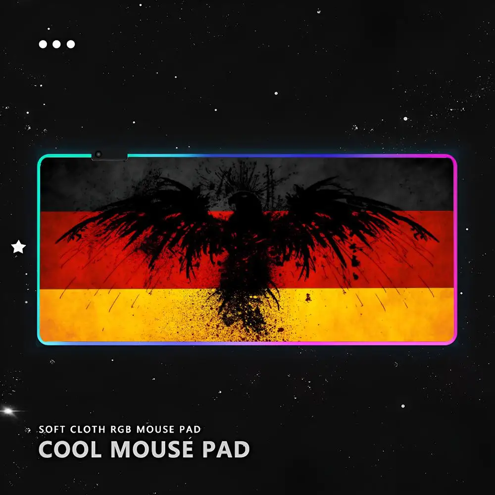 Germany Flag Mouse Pad RGB Pc Gamer Keyboard LED Glowing mause pad Mats Rubber Cute Cartoon Gaming Computer csgo lol pubg