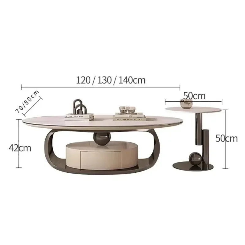 طاولة القهوة المستديرة ذات التصميم العصري والزينة الاسكندنافية لتخزين طاولة القهوة الحديثة الفاخرة أثاث الصالون الفاخر #2