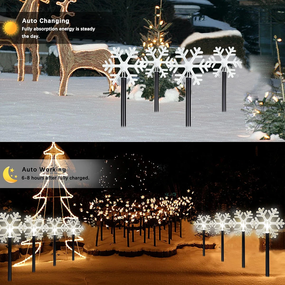 4Pcs Christmas Atmosphere Solar Path Light Pattern Outdoor Waterproof Landscape Lamp Perfect For Home Garden Patio Pool Decor