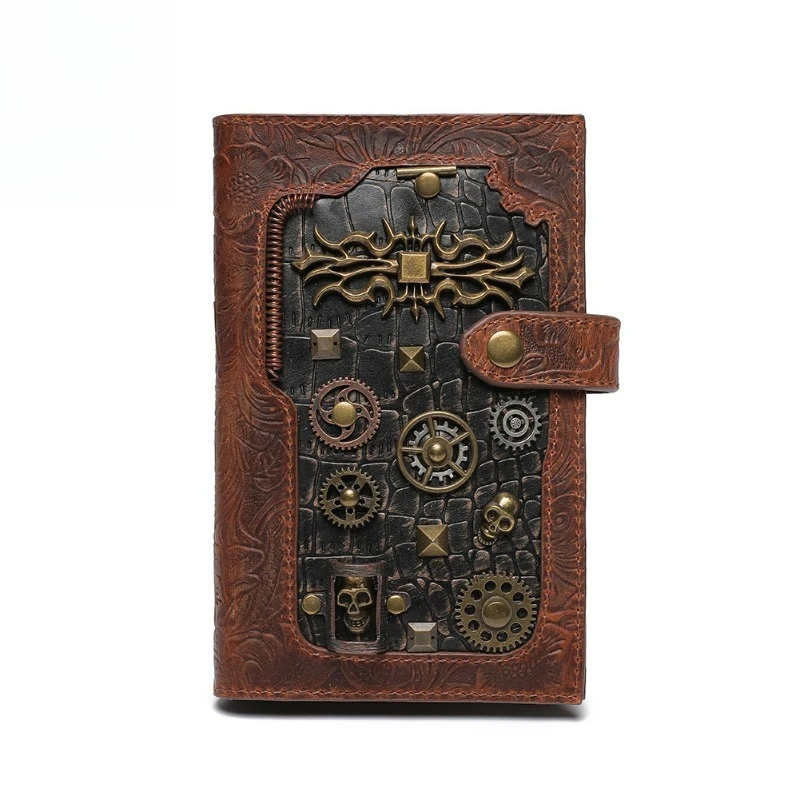 

Cowhide women's wallet, long retro zipper clutch bag, high-end embossed wallet, mobile phone card bag.