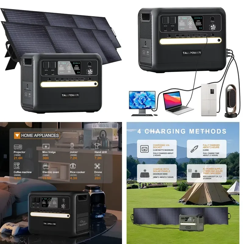 Home Outdoor Stations Supply 2000w for Emergency Camping Portable Solar Generator